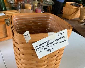 #131	Longaberger basket office waist basket 12 in x 9.5 	 $25.00 			