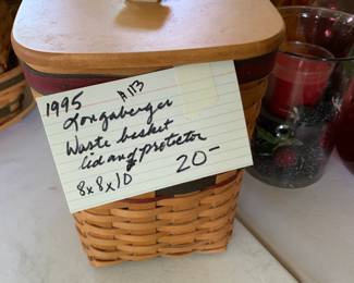 #113	Longaberger basket 1995  waste basket lid and protector 	 $20.00 			