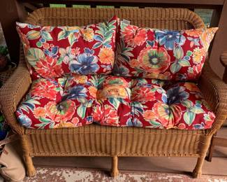 #003	wicker loveseat with cushions great condition 48x27x33	 $120.00 			