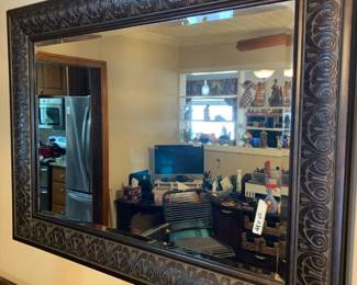 #056	bevel mirror with carve frame 44x32	 $120.00 			
