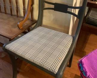#066	dining chair black with check seat	 $30.00 			