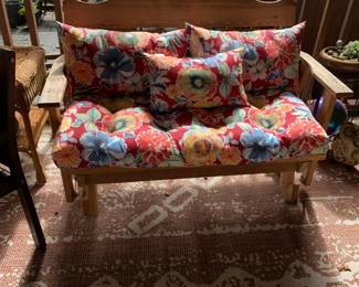 #006	wood glider rocker with cushion 51x27x35	 $175.00 	   	  	 