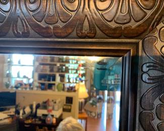 #056	bevel mirror with carve frame 44x32	 $120.00 			