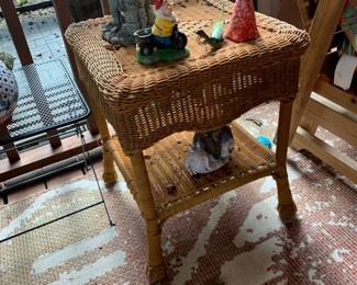 #008	wicker end table with shelf 19x19x23	 $45.00 			