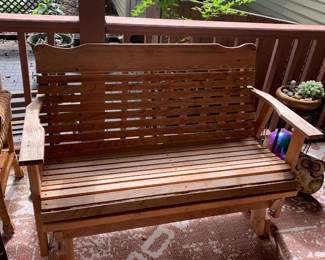 #006	wood glider rocker with cushion 51x27x35	 $175.00 	   	  	 