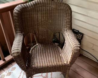 #010	wicker rocking chair with cushion 28x26x36	 $100.00 			