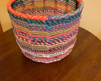 #074	yarn basket on metal 12x11 	 $35.00 			
