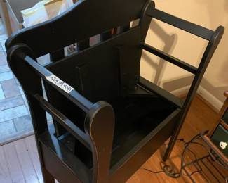 #058	storage chair black wood frame 27x14x33	 $100.00 			