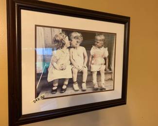 #077	photo of 3 kids kissing 24x20	 $30.00 			