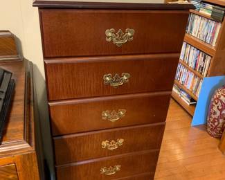 #055	laminate 2 door cabinet that looks like drawers 20x9.5x46.5	 $75.00 			