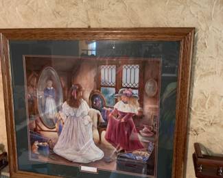 #034	Paula Vaughan print framed of granny attic 33x29	 $75.00 			