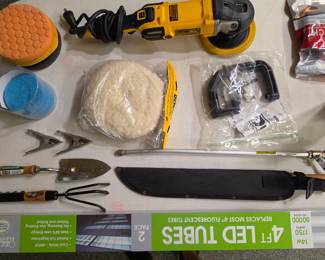 nearly new Dewalt sander/car wax buffer and supplies