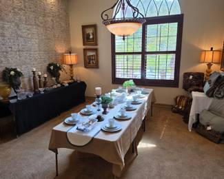Dining & Foyer area with Curtains & Valences
