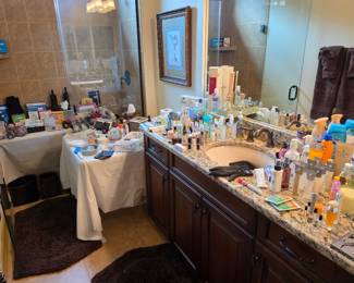 Lots of nice higher end cosmetics, Clinique and personal care items