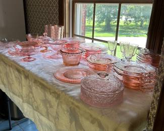 Pink depression glass