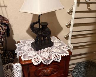 Elephant lamp, vintage side table