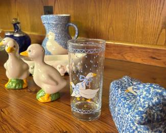 Goose and duck decor, stippled ceramics, farmhouse decor