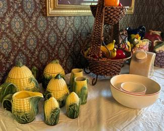 vintage Stanfordware corn-pattern pottery
