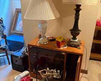 Table lamps, candles