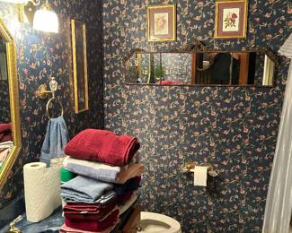 Linens, Antique mirror