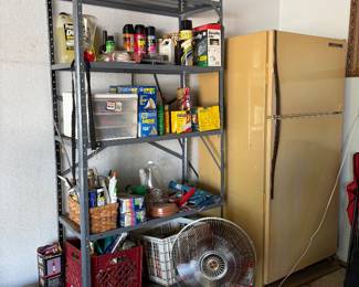 Garage refrigerator, fans, household items