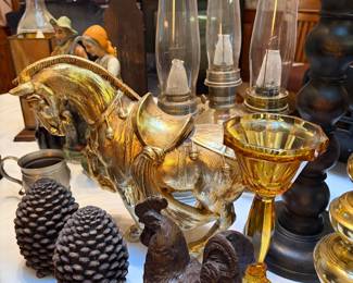 Hurricane lamps, equestrian decor, candle risers