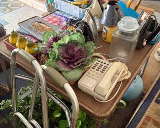 Walkers, irons, vintage phones, decor