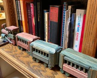 Vintage books, Wooden train decor