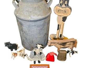 Moovin In Vintage 1936 Indiana Dairy Milk Can Complete Farmhouse Cow Decor Lot