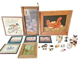 Charming Country Farmhouse Decor Artwork, Needlework Figurines