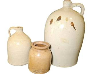 Antique Vintage Stoneware Crocks Jugs Boston Merchant Crock Large 3Gallon Jug