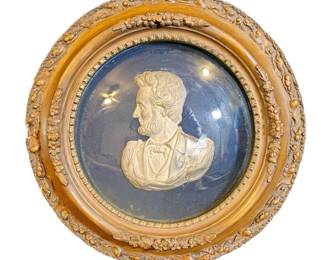 01 Rare Civil War Era Abraham Lincoln Memorial Ornate DeepRecessed Convex Glass Frame