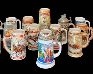 Vintage Brewery Promotional Limited Edition Beer Steins Budweiser, Hamms, Gerz