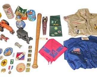 CastIron Toys, Tin Banks, German RolyPoly Toy, Boy Scout Memorabilia... WOW, What a Collection