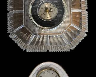 Beautiful 2Piece Mantel Clock Lot Working Hoya Crystal Fine China Lenox Chippendale
