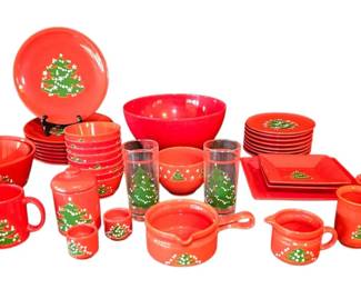 Vintage Waechtersbach Germany Christmas Tree Red Pottery Glassware Ultimate Holiday Lot