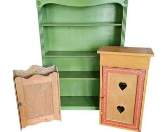 Trio of Vintage Antique Wooden Accent Cabinets
