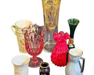 Exquisite Vase Collection Moser, Fenton, Czech Lusterware More