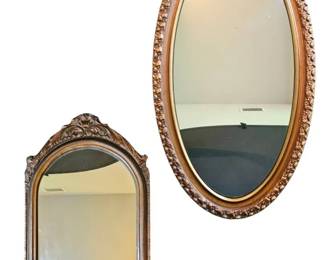 Victorian Arched Mirror Hollywood Regency Gold Oval Wall Mirror