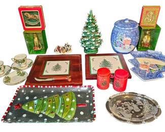 Huge Vintage Decorative Christmas Lot Spode, Mikasa, Ceramic Tree and More
