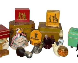 Vintage Theda Brown Trinket Boxes Collectible Avon Cologne Bottles