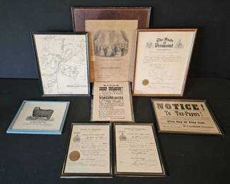 Rare Framed Ephemera Historical Document Collection