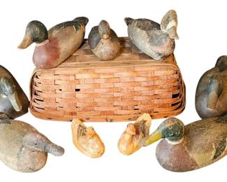 Getting Your Ducks in a Row Antique Duck Decoy Lot Raymond Lead Co. Weight Corn Husk Folk Art