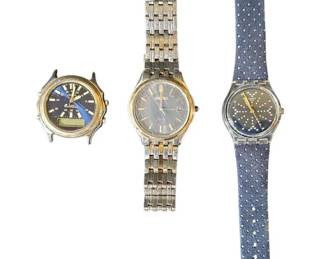Vintage Watch Trio Estate Lot Seiko, Swatch Swiss Citizen