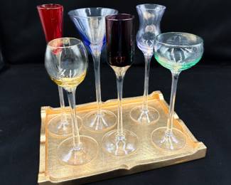 Artland Hand-blown Multi-colored Long-stem Cordial Glass Set