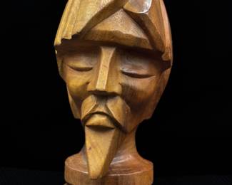 Hand Carved Wooden Bust