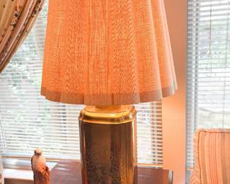 Brass Table Lamps with Bird/Flower Motif (Two Available)