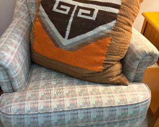 Handcrafted Southwestern Accent Pillow/ Upholstered Club Chair