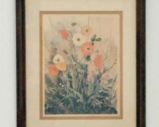 “Alaska Poppies" by Nancy Taylor Stonington, Signed - Framed size is 21"x17.5"