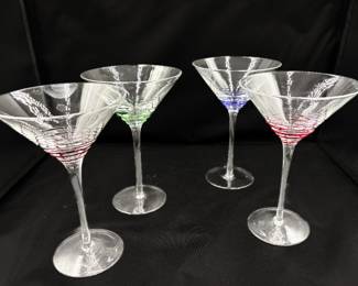   Vintage "Swirl" Long Stemmed Martini Glasses (Set of 4)